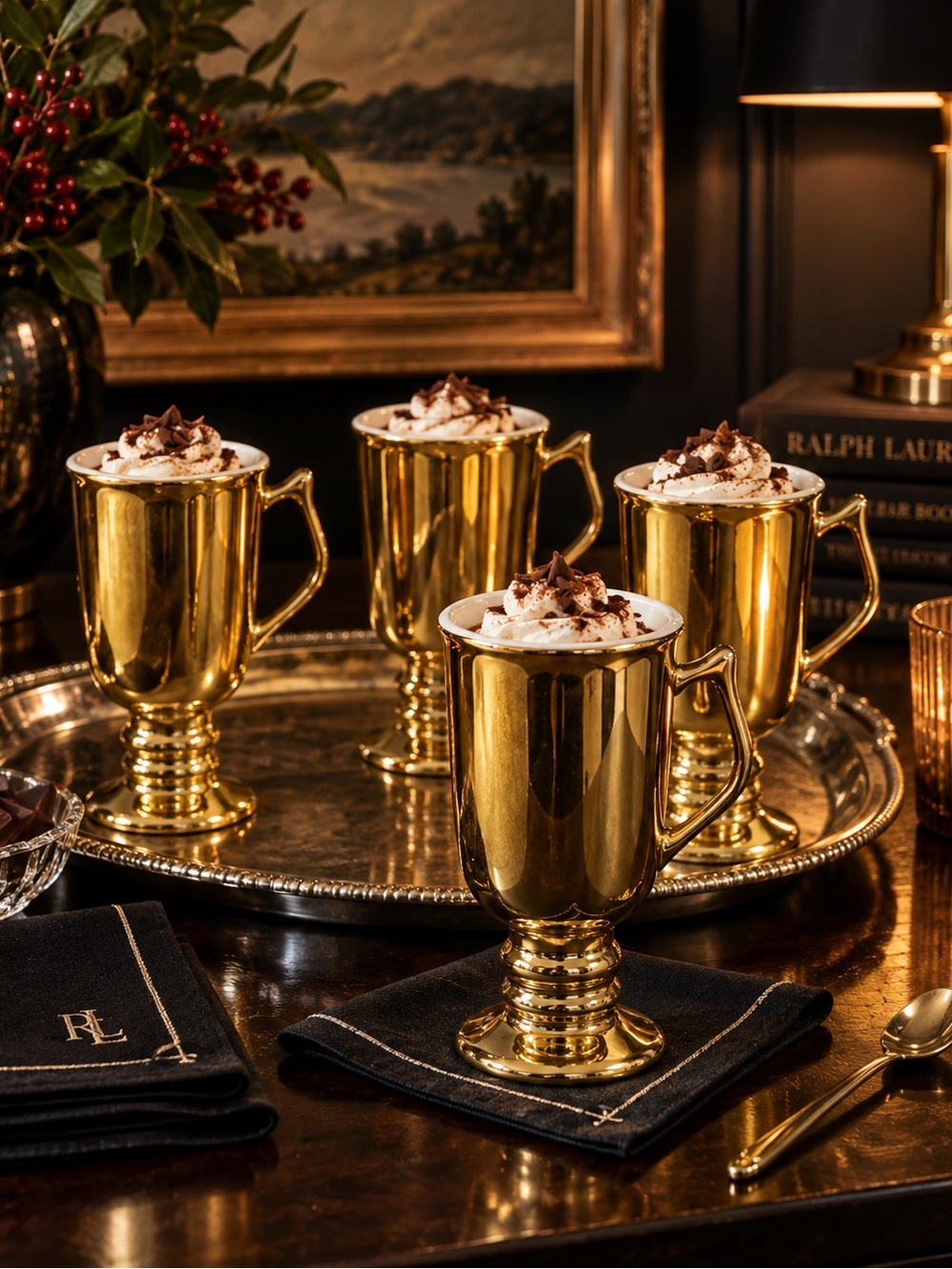Vintage Carbone Gold Irish Coffee Mugs | Set of 4